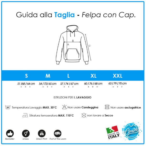 scheda taglia felpa regular