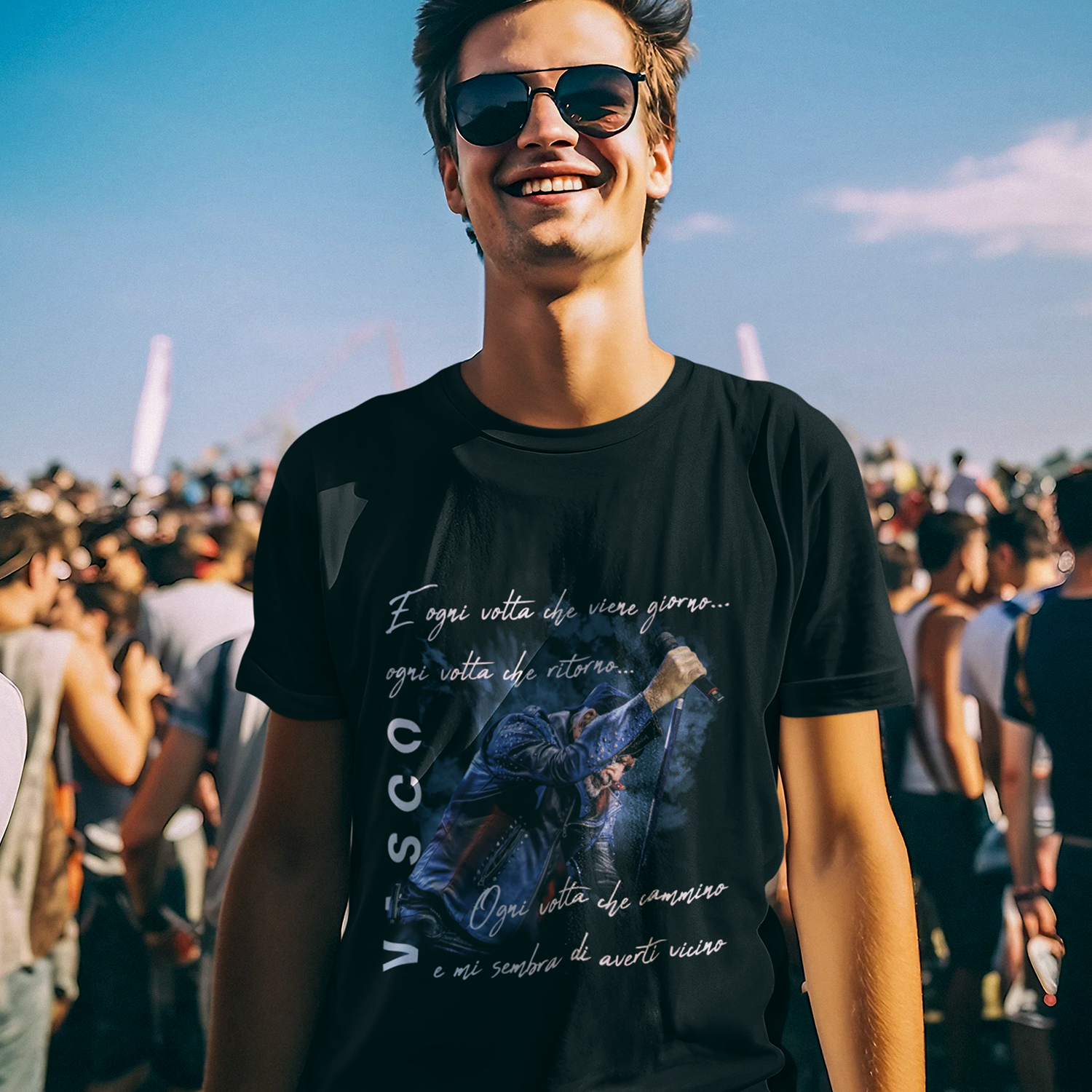 T-Shirt con Citazione Canzone Vasco Rossi Ogni Volta - immagine 3