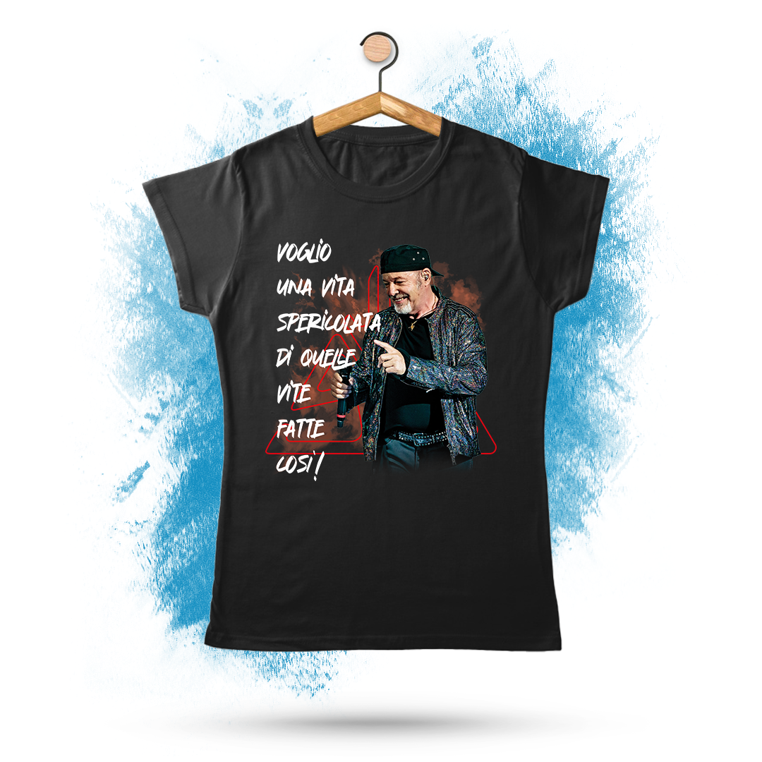 T-Shirt con Citazione Canzone Vasco Rossi Vita Spericolata - immagine 2