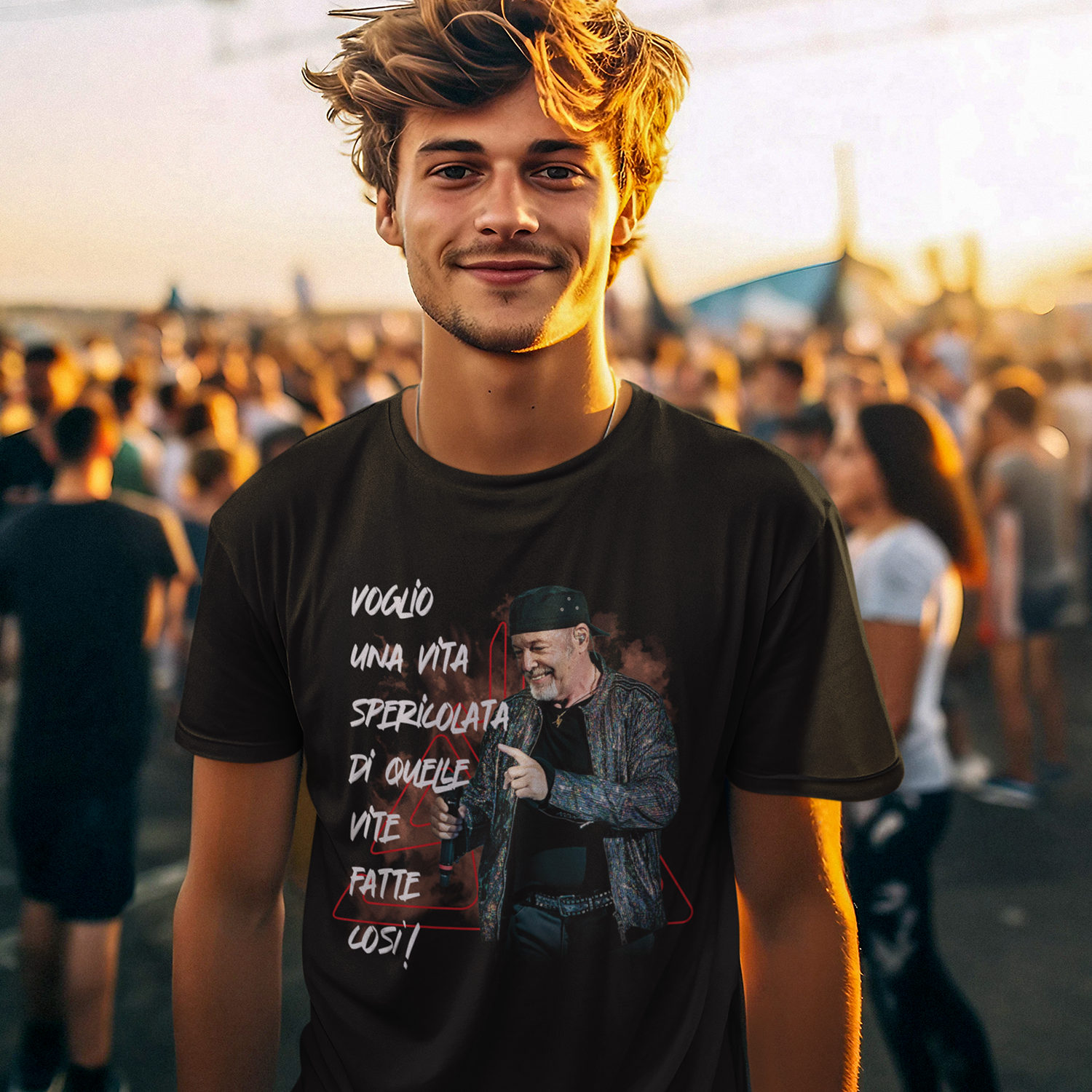 T-Shirt con Citazione Canzone Vasco Rossi Vita Spericolata - immagine 3