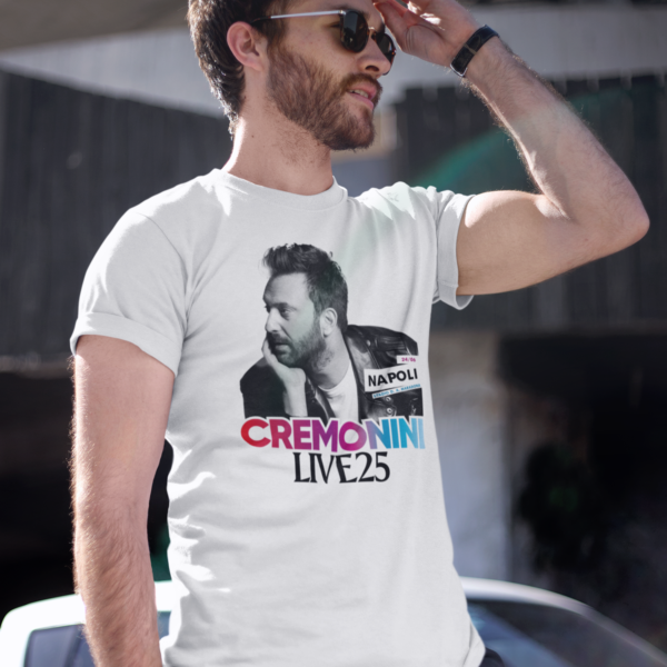 T-Shirt Cesare Cremonini con stampa foto - data e luogo del concerto live25 - immagine 2