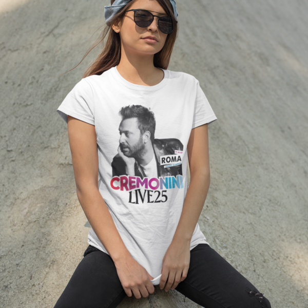 T-Shirt Cesare Cremonini con stampa foto - data e luogo del concerto live25 - immagine 4