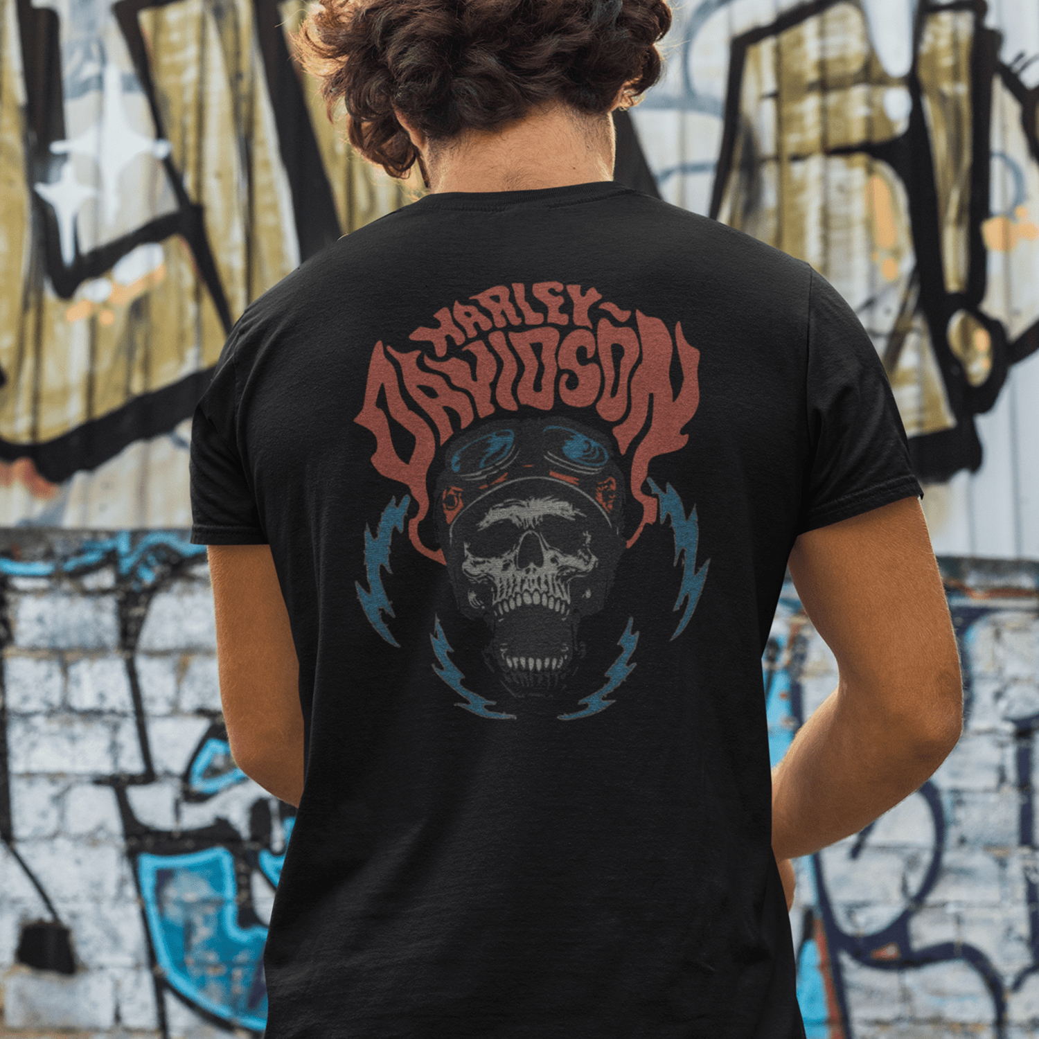 T-Shirt Vintage Harley Davidson teschio