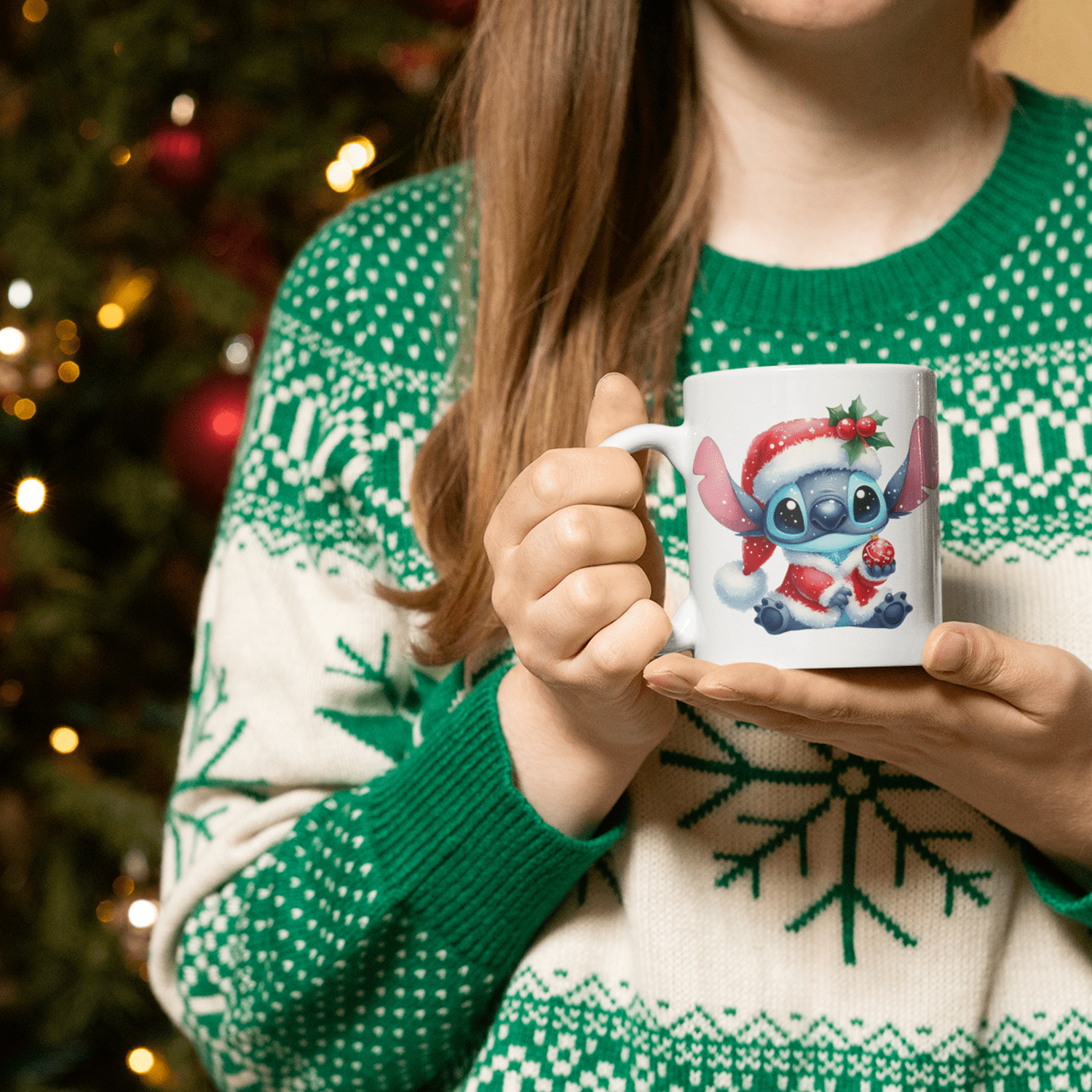 tazza personalizzata natalizia stitch palla