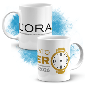 Tazza dedicata a Renato Zero e al suo tour L’OraZero con orologio