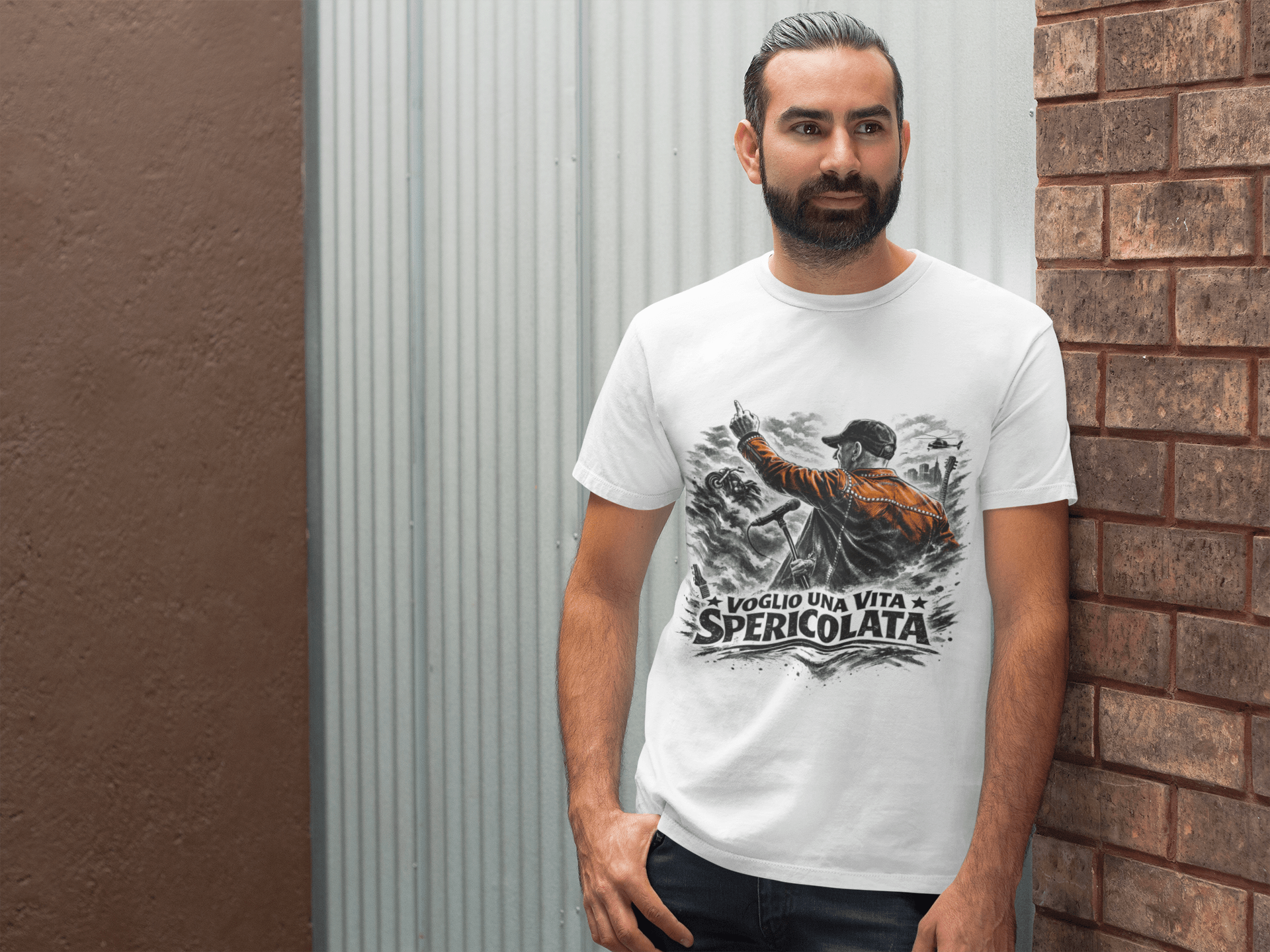 T-Shirt con stampa vintage Vasco Rossi Vita Spericolata - immagine 3