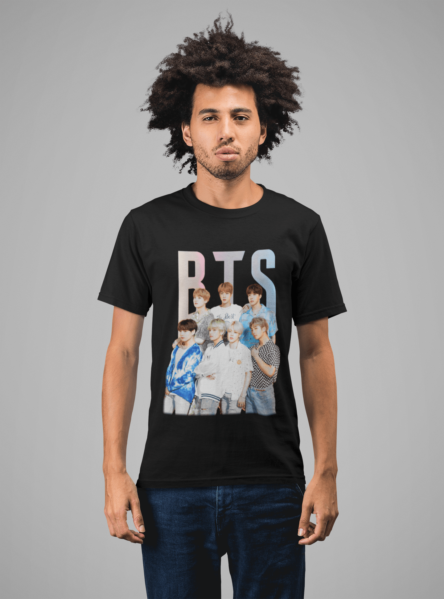 T-Shirt dedicata ai BTS con le foto della band - immagine 3