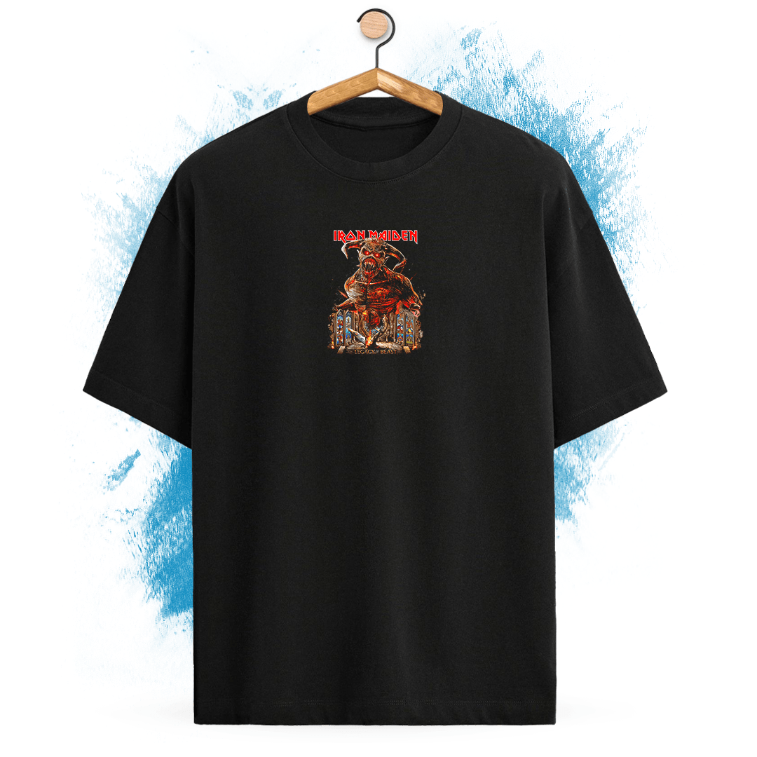 T-Shirt Oversize Iron Maiden con stampa su fronte e retro - immagine 2