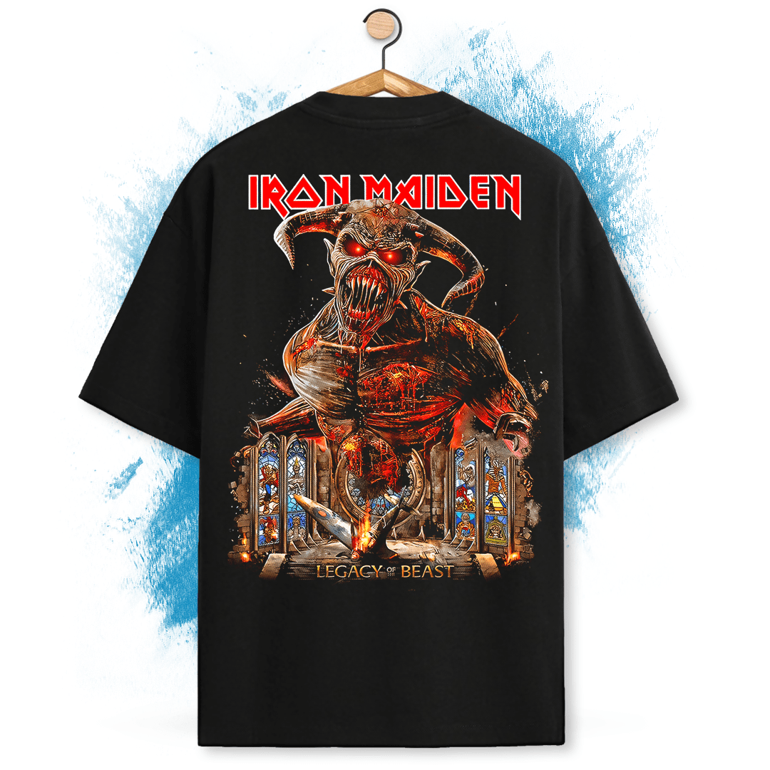 T-Shirt Oversize Iron Maiden con stampa su fronte e retro