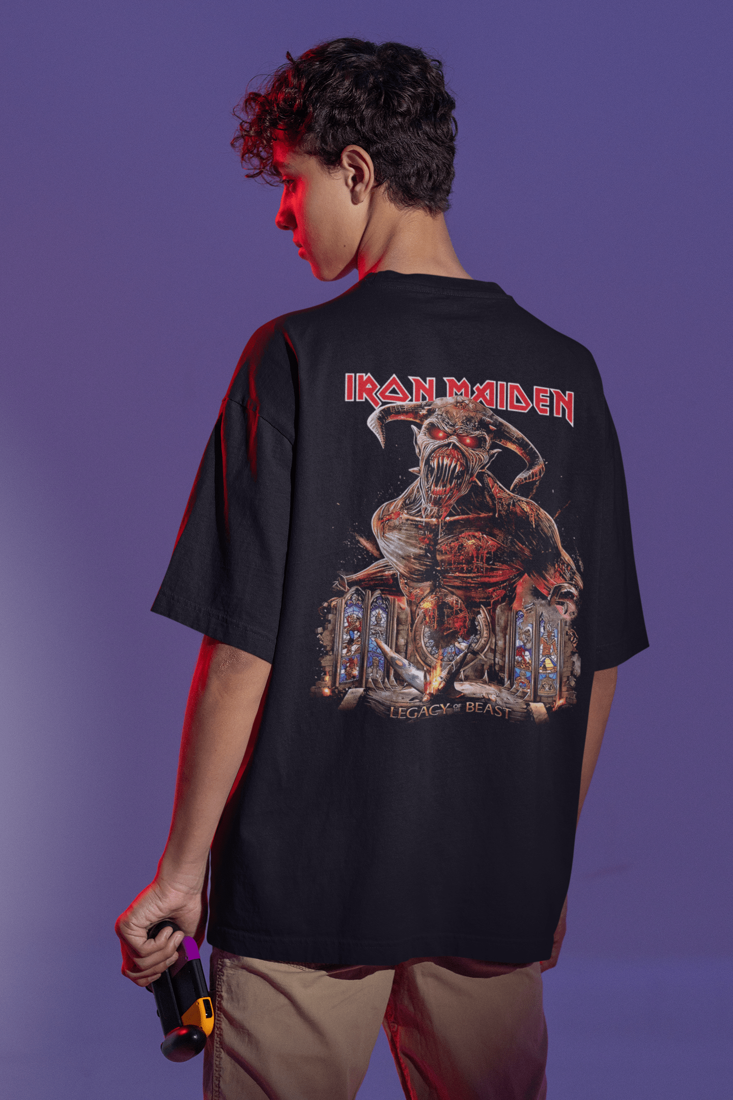 T-Shirt Oversize Iron Maiden con stampa su fronte e retro - immagine 5