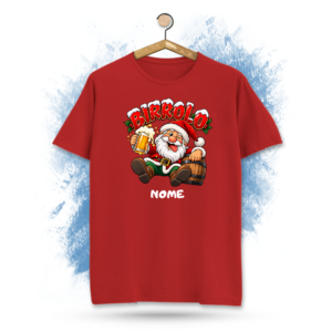 T-shirt ironica natalizia babbo natale nano Birrolo personalizzabile con nome