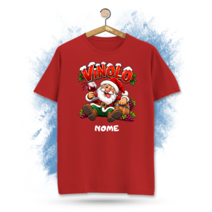 T-shirt ironica natalizia babbo natale nano Vinolo personalizzabile con nome