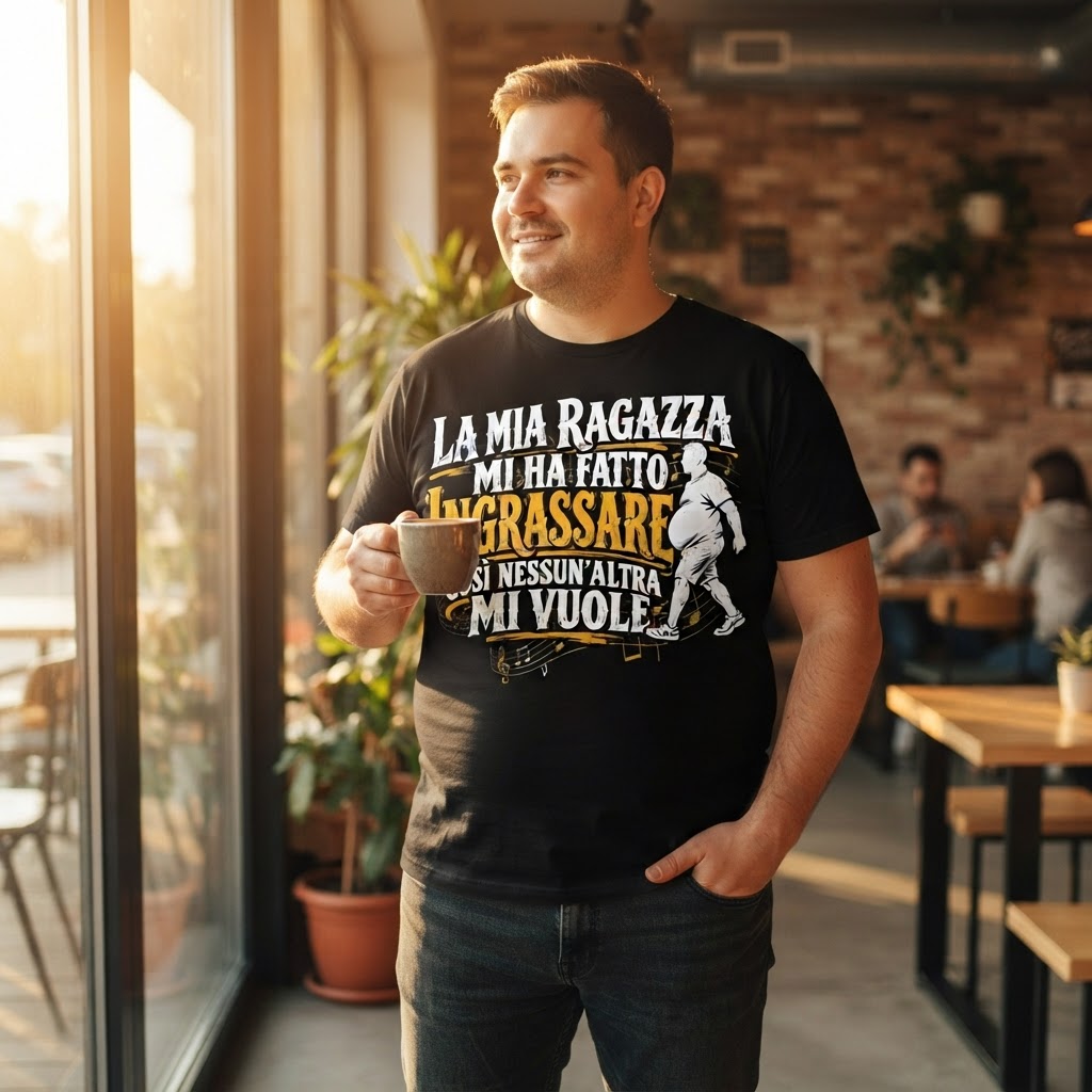 T-Shirt La Mia Ragazza Mi Ha Fatto Ingrassare - Trend Virale TikTok - immagine 3