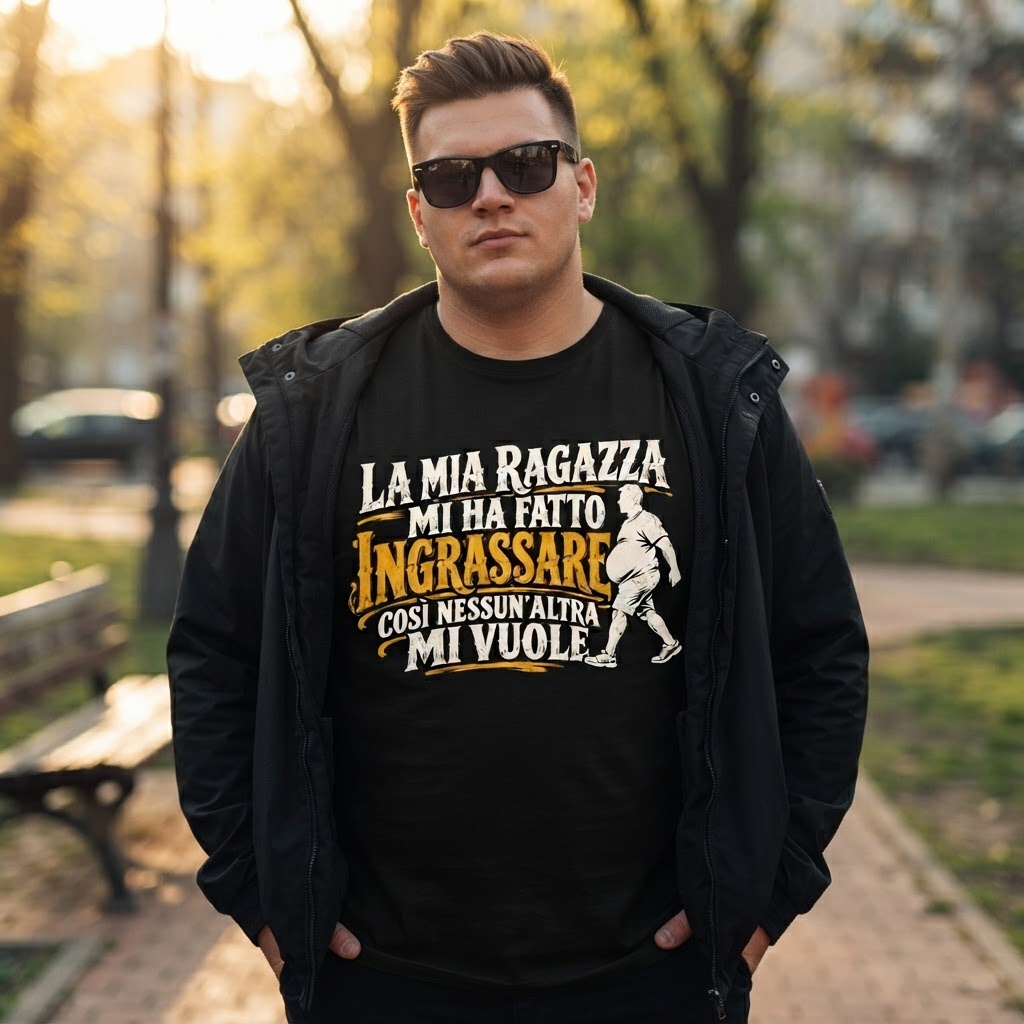 T-Shirt La Mia Ragazza Mi Ha Fatto Ingrassare - Trend Virale TikTok - immagine 2